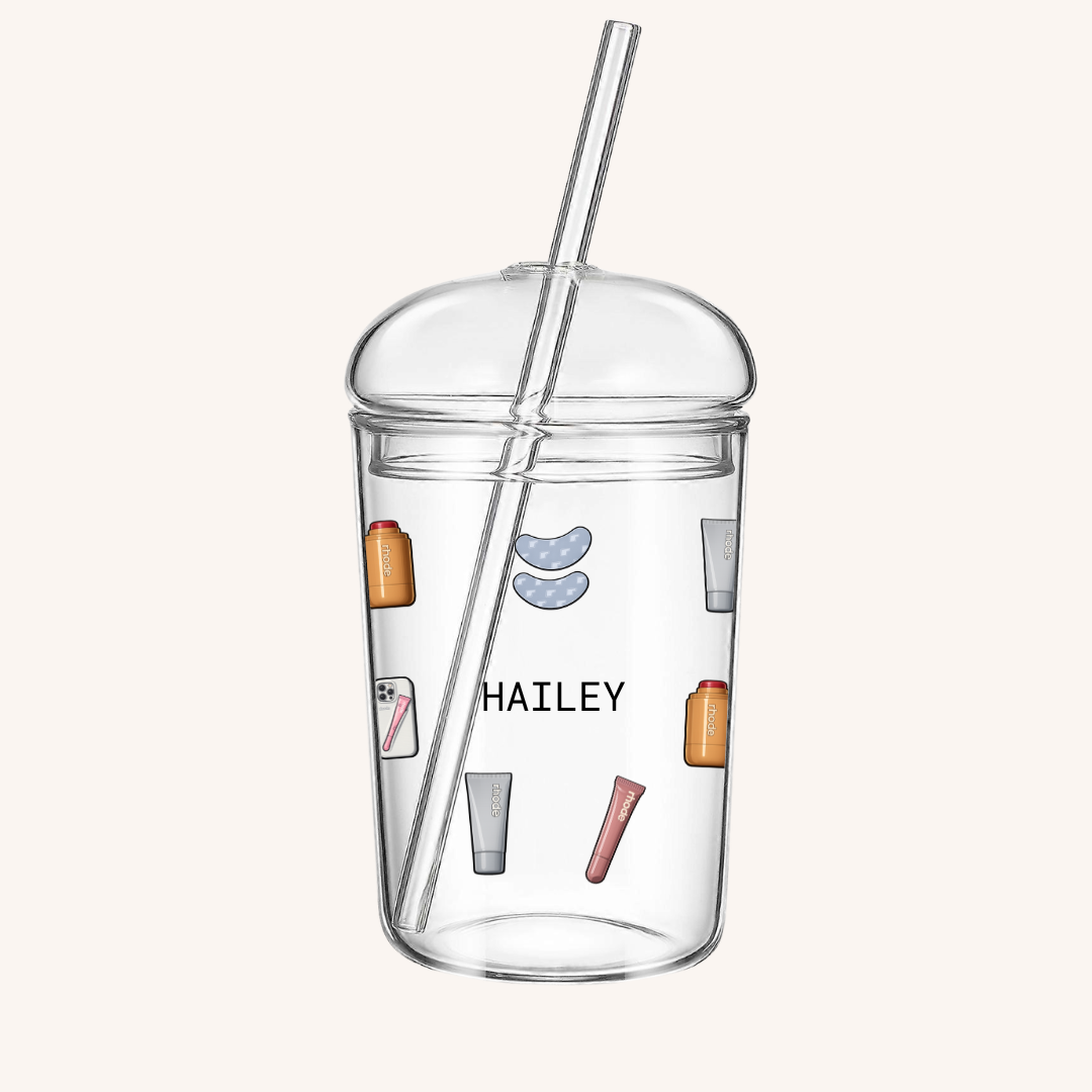 Personalised Glazed Glass Straw Cup