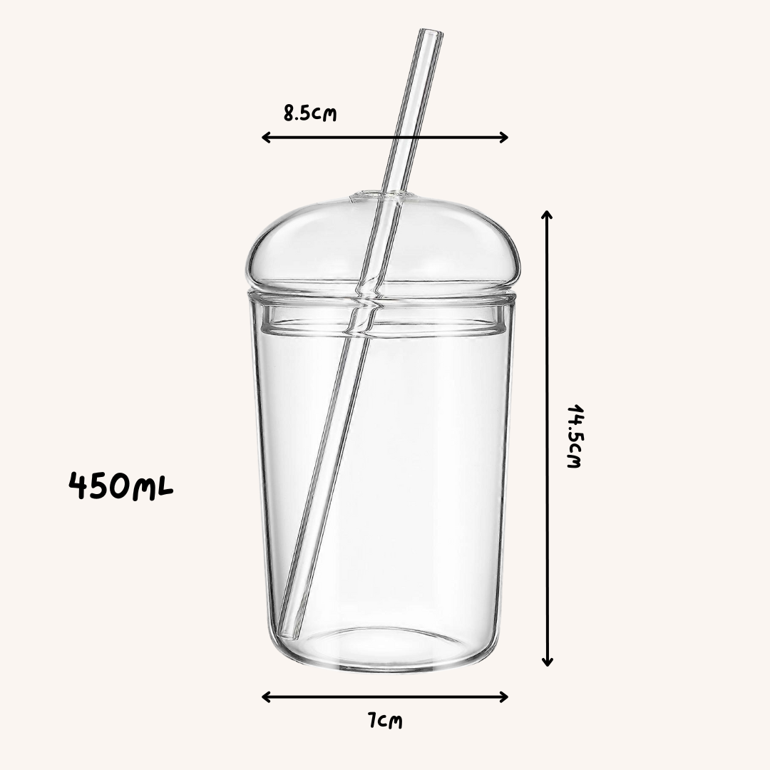 Personalised Glass Straw Cup - Colour