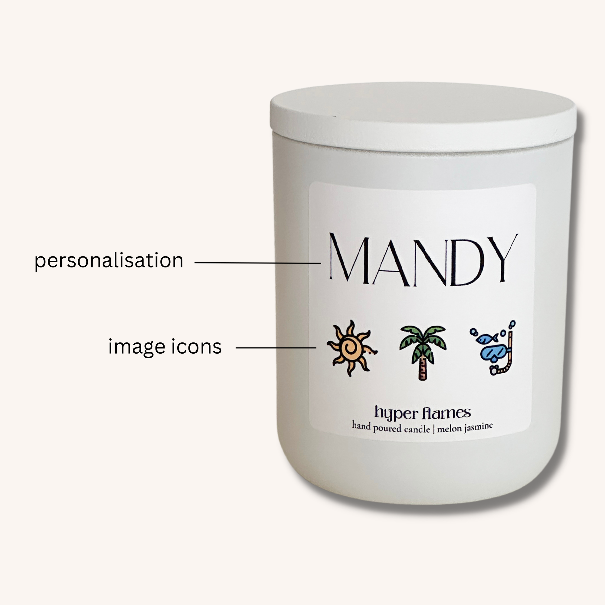 Personalised Icon Name Candle - Colour